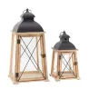 Lanternes en pin et métal (Lot de 2)