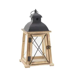 Lanternes en pin et métal (Lot de 2)
