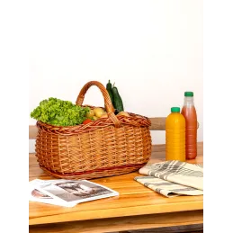 Panier en osier buff et marron
