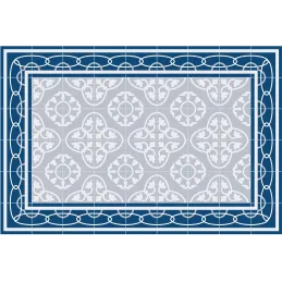Tapis en vinyle effet carreaux de ciment 8 bleu