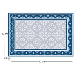 Tapis en vinyle effet carreaux de ciment 8 bleu
