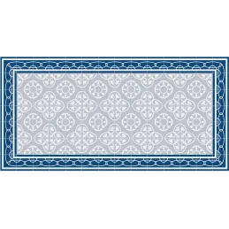 Tapis en vinyle effet carreaux de ciment 8 bleu