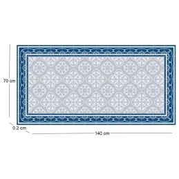 Tapis en vinyle effet carreaux de ciment 8 bleu