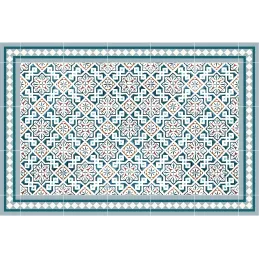 Tapis en vinyle effet carreaux de ciment classic bleu