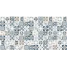 Tapis en vinyle effet carreaux de ciment mosaïque bleu beige