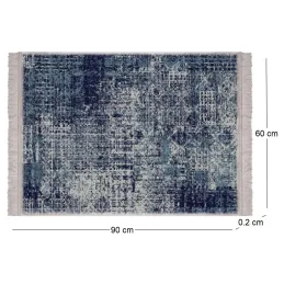 Tapis en vinyle effet tissage bleu nuit
