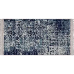 Tapis en vinyle effet tissage bleu nuit