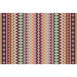 Tapis en vinyle effet tissage rouge multicolore