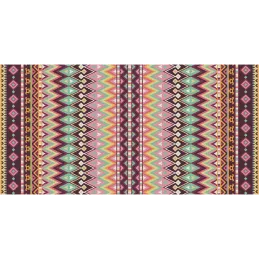 Tapis en vinyle effet tissage rouge multicolore