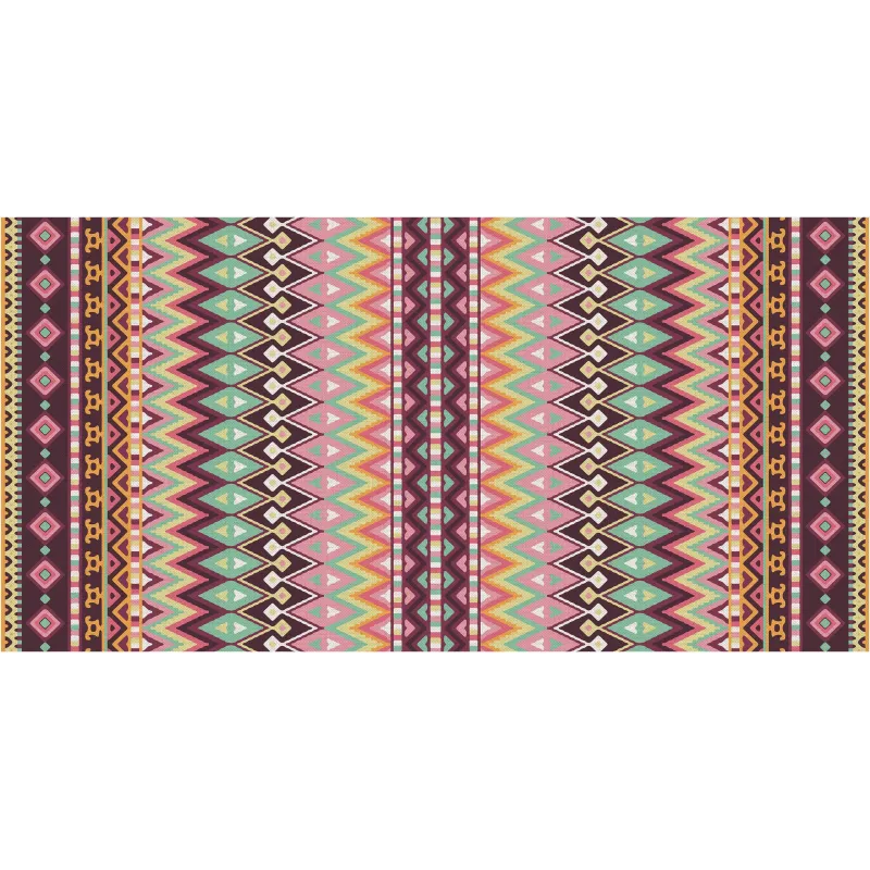 Tapis en vinyle effet tissage rouge multicolore