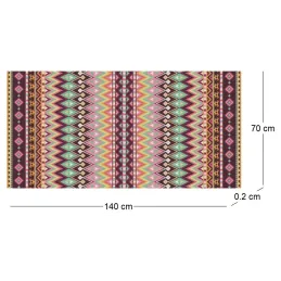 Tapis en vinyle effet tissage rouge multicolore