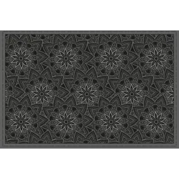 Tapis en vinyle fleurs mandala noir