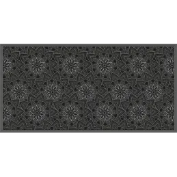 Tapis en vinyle fleurs mandala noir