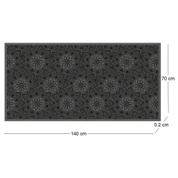 Tapis en vinyle fleurs mandala noir