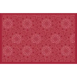 Tapis en vinyle fleurs mandala rouge