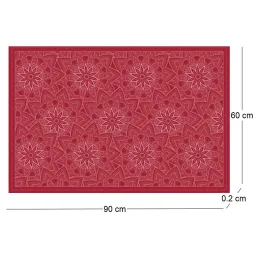 Tapis en vinyle fleurs mandala rouge