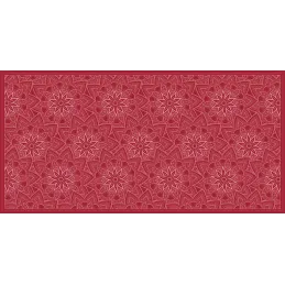 Tapis en vinyle fleurs mandala rouge