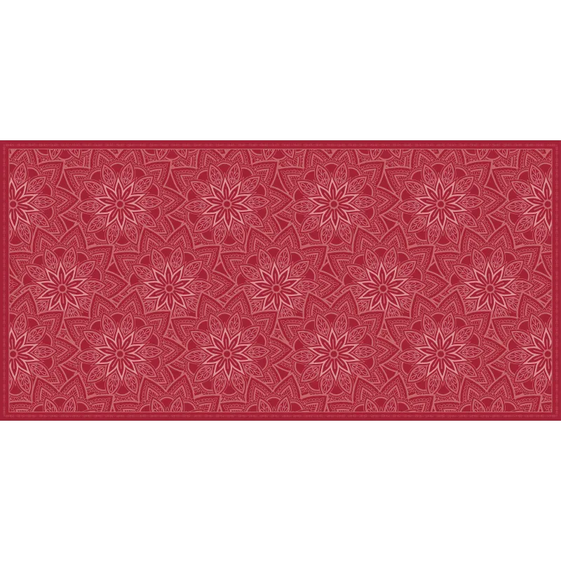 Tapis en vinyle fleurs mandala rouge