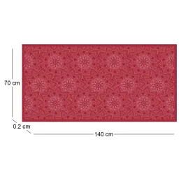 Tapis en vinyle fleurs mandala rouge