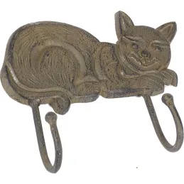 Patère chat en métal vieilli
