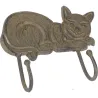 Patère chat en métal vieilli