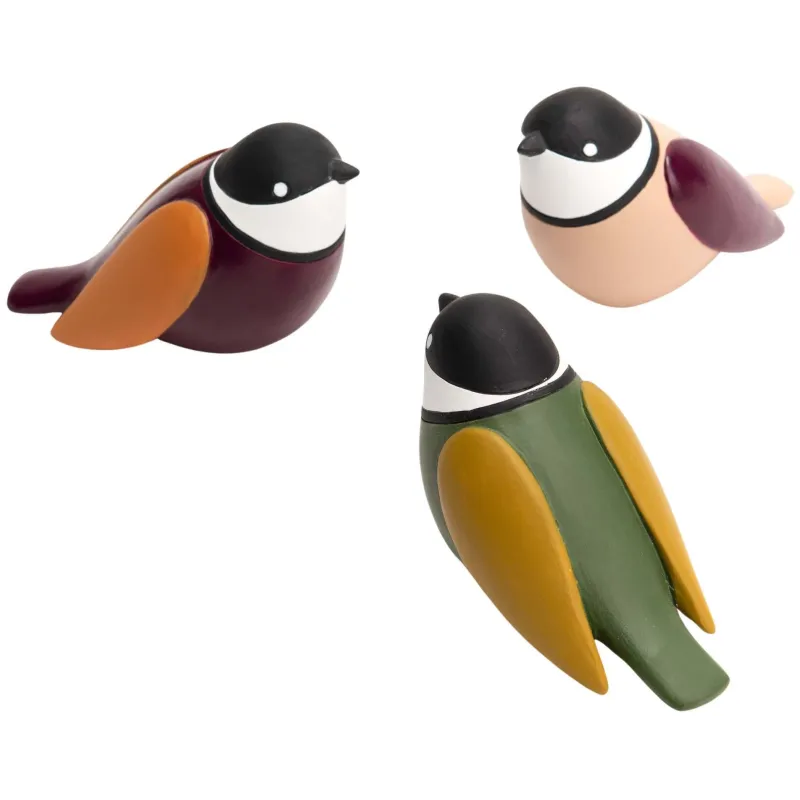 Oiseaux colorés à poser en polyérsine (Lot de 3)