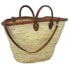 Panier couffin en palmier et cuir