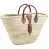 Panier couffin avec poignées et fermeture cuir