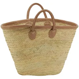 Panier de marché palmier et cuir
