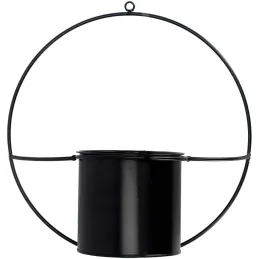 Jardinière déco ronde d'intérieur en métal noir