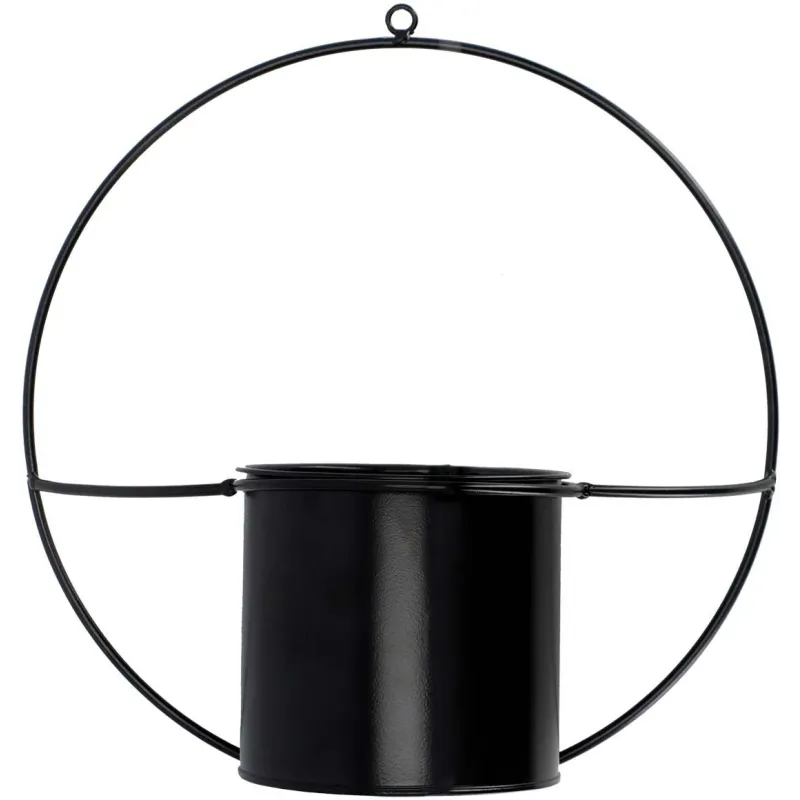 Jardinière déco ronde d'intérieur en métal noir