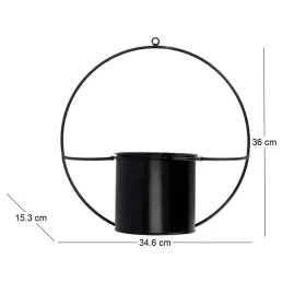 Jardinière déco ronde d'intérieur en métal noir