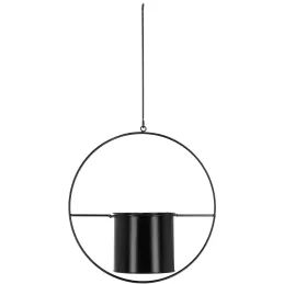 Jardinière déco ronde d'intérieur en métal noir