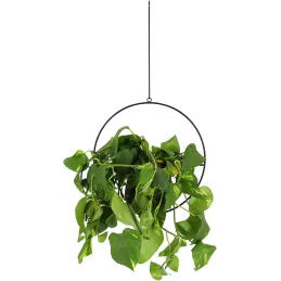 Jardinière déco ronde d'intérieur en métal noir