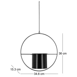 Jardinière déco ronde d'intérieur en métal noir