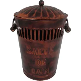 Poubelle salle de bain métal rouillé