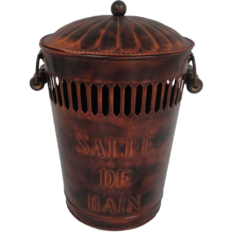 Poubelle salle de bain métal rouillé