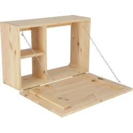 Table murale rabattable en bois avec étagères