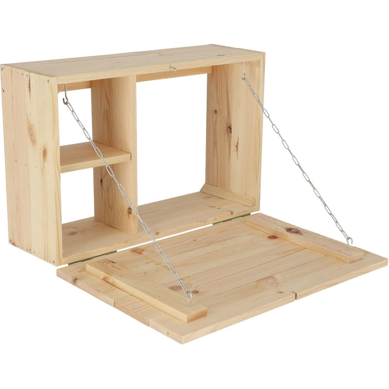 Table murale rabattable en bois avec étagères