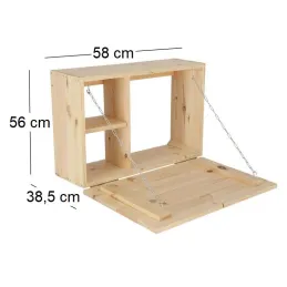 Table murale rabattable en bois avec étagères