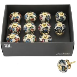 Boutons de meubles en pierre et métal Fleurs (Lot de 12)