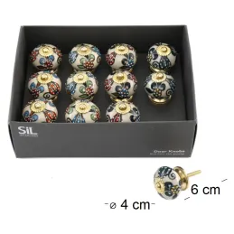 Boutons de meubles en pierre et métal Fleurs (Lot de 12)