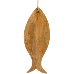 Planche à découper en bois de manguier poisson 49 x 19 cm