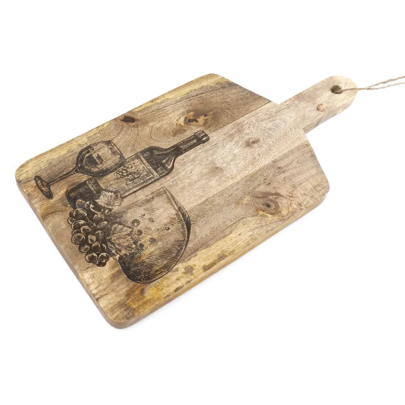 Planche à découper en bois vins et fromages