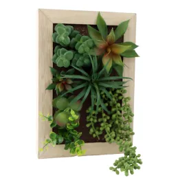 Cadre mural avec plante succulente artificielle 20 x 30 cm