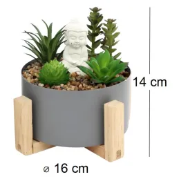 Bouddha avec plantes succulentes 16 x 14 cm
