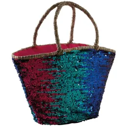 Cabas à paillettes en jonc