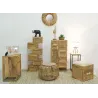 Table de nuit en manguier et cannage