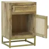 Table de nuit en manguier et cannage