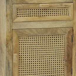 Table de nuit en manguier et cannage
